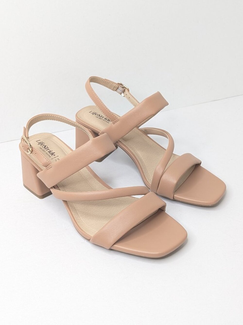 LifeStride Celia Heeled Sandals Tan Womens 9 Wide